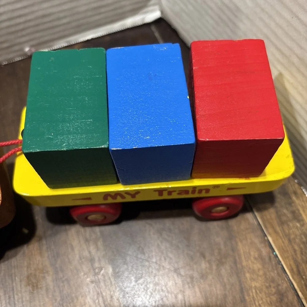 VTG‎ 90s Montgomery Schoolhouse Inc My Train Wooden Train Set USA Made